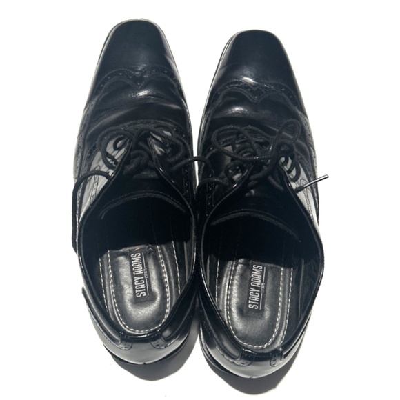 Stacy Adams Men's Dress Shoes Black Wardell‎ Wingtip Oxfords Size 10M - Picture 6 of 8